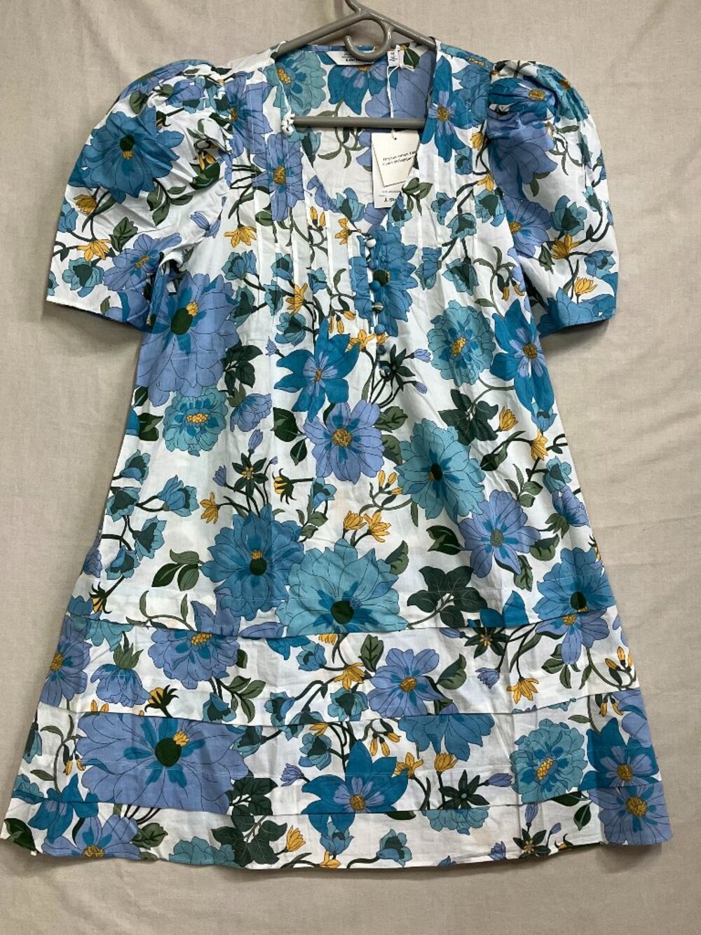 And other stories A-Line Short-Sleeves Dress Women's Size 8 Blue V-Cut Neckline